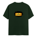 Male Classic Crew T-Shirt | Men's Regular Fit | 180 GSM Bio-Washed Cotton | Pre-Shrunk, Double-Stitched | Personalized | Typography | Bollywood | Movies | Everyday | Confident | Famous By - back - Bottle Green - mockup 2