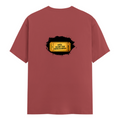 Male Classic Crew T-Shirt | Men's Regular Fit | 180 GSM Bio-Washed Cotton | Pre-Shrunk, Double-Stitched | Personalized | Typography | Bollywood | Movies | Everyday | Confident | Famous By - back - Coral - mockup 2