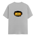 Male Classic Crew T-Shirt | Men's Regular Fit | 180 GSM Bio-Washed Cotton | Pre-Shrunk, Double-Stitched | Personalized | Typography | Bollywood | Movies | Everyday | Confident | Famous By - back - Grey Melange - mockup 2
