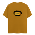 Male Classic Crew T-Shirt | Men's Regular Fit | 180 GSM Bio-Washed Cotton | Pre-Shrunk, Double-Stitched | Personalized | Typography | Bollywood | Movies | Everyday | Confident | Famous By - back - Mustard Yellow - mockup 2