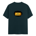 Male Classic Crew T-Shirt | Men's Regular Fit | 180 GSM Bio-Washed Cotton | Pre-Shrunk, Double-Stitched | Personalized | Typography | Bollywood | Movies | Everyday | Confident | Famous By - back - Petrol Blue - mockup 2