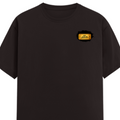 Male Classic Crew T-Shirt | Men's Regular Fit | 180 GSM Bio-Washed Cotton | Pre-Shrunk, Double-Stitched | Personalized | Typography | Bollywood | Movies | Everyday | Confident | Famous By - left pocket - Coffee Brown - mockup 3