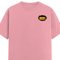 Male Classic Crew T-Shirt | Men's Regular Fit | 180 GSM Bio-Washed Cotton | Pre-Shrunk, Double-Stitched | Personalized | Typography | Bollywood | Movies | Everyday | Confident | Famous By - left pocket - Flamingo - mockup 3