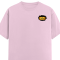 Male Classic Crew T-Shirt | Men's Regular Fit | 180 GSM Bio-Washed Cotton | Pre-Shrunk, Double-Stitched | Personalized | Typography | Bollywood | Movies | Everyday | Confident | Famous By - left pocket - Light Baby Pink - mockup 3