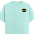 Male Classic Crew T-Shirt | Men's Regular Fit | 180 GSM Bio-Washed Cotton | Pre-Shrunk, Double-Stitched | Personalized | Typography | Bollywood | Movies | Everyday | Confident | Famous By - left pocket - Mint - mockup 3