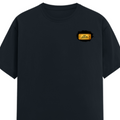 Male Classic Crew T-Shirt | Men's Regular Fit | 180 GSM Bio-Washed Cotton | Pre-Shrunk, Double-Stitched | Personalized | Typography | Bollywood | Movies | Everyday | Confident | Famous By - left pocket - Navy Blue - mockup 3