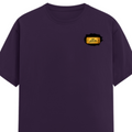 Male Classic Crew T-Shirt | Men's Regular Fit | 180 GSM Bio-Washed Cotton | Pre-Shrunk, Double-Stitched | Personalized | Typography | Bollywood | Movies | Everyday | Confident | Famous By - left pocket - Purple - mockup 3