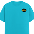 Male Classic Crew T-Shirt | Men's Regular Fit | 180 GSM Bio-Washed Cotton | Pre-Shrunk, Double-Stitched | Personalized | Typography | Bollywood | Movies | Everyday | Confident | Famous By - left pocket - SkyBlue - mockup 3