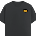 Male Classic Crew T-Shirt | Men's Regular Fit | 180 GSM Bio-Washed Cotton | Pre-Shrunk, Double-Stitched | Personalized | Typography | Bollywood | Movies | Everyday | Confident | Famous By - left pocket - Steel Grey - mockup 3