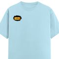 Male Classic Crew T-Shirt | Men's Regular Fit | 180 GSM Bio-Washed Cotton | Pre-Shrunk, Double-Stitched | Personalized | Typography | Bollywood | Movies | Everyday | Confident | Famous By - right pocket - Baby Blue - mockup 4