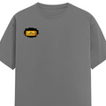 Male Classic Crew T-Shirt | Men's Regular Fit | 180 GSM Bio-Washed Cotton | Pre-Shrunk, Double-Stitched | Personalized | Typography | Bollywood | Movies | Everyday | Confident | Famous By - right pocket - Charcoal Melange - mockup 4
