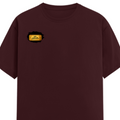 Male Classic Crew T-Shirt | Men's Regular Fit | 180 GSM Bio-Washed Cotton | Pre-Shrunk, Double-Stitched | Personalized | Typography | Bollywood | Movies | Everyday | Confident | Famous By - right pocket - Maroon - mockup 4
