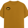 Male Classic Crew T-Shirt | Men's Regular Fit | 180 GSM Bio-Washed Cotton | Pre-Shrunk, Double-Stitched | Personalized | Typography | Bollywood | Movies | Everyday | Confident | Famous By - right pocket - Mustard Yellow - mockup 4