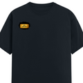 Male Classic Crew T-Shirt | Men's Regular Fit | 180 GSM Bio-Washed Cotton | Pre-Shrunk, Double-Stitched | Personalized | Typography | Bollywood | Movies | Everyday | Confident | Famous By - right pocket - Navy Blue - mockup 4