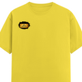 Male Classic Crew T-Shirt | Men's Regular Fit | 180 GSM Bio-Washed Cotton | Pre-Shrunk, Double-Stitched | Personalized | Typography | Bollywood | Movies | Everyday | Confident | Famous By - right pocket - New Yellow - mockup 4
