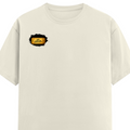 Male Classic Crew T-Shirt | Men's Regular Fit | 180 GSM Bio-Washed Cotton | Pre-Shrunk, Double-Stitched | Personalized | Typography | Bollywood | Movies | Everyday | Confident | Famous By - right pocket - Off White - mockup 4