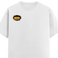 Male Classic Crew T-Shirt | Men's Regular Fit | 180 GSM Bio-Washed Cotton | Pre-Shrunk, Double-Stitched | Personalized | Typography | Bollywood | Movies | Everyday | Confident | Famous By - right pocket - White - mockup 4