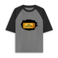 Unisex Oversized Raglan T-Shirt | Relaxed Fit | 180 GSM Bio-Washed Cotton | Two-Tone Design | Soft Comfort | Personalized | Typography | Bollywood | Movies | Everyday | Confident | Famous By - front - mockup 1