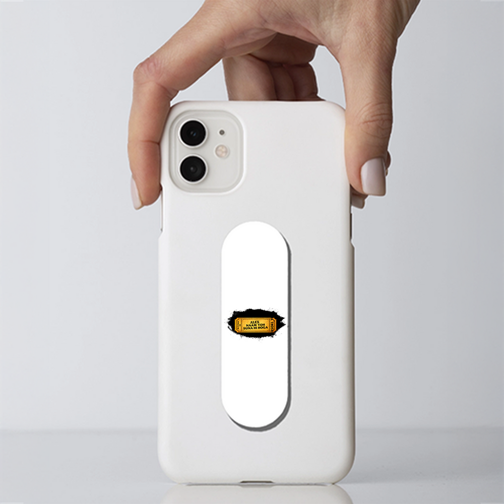 Phone Grip | Secure Hold & Stand | Universal Fit | Everyday Accessory | Personalized | Typography | Bollywood | Movies | Everyday | Confident | Famous By - front - White - mockup 1