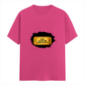 Female Classic Crew T-Shirt | Regular Fit | 180 GSM Bio-Washed Cotton Blend | Pre-Shrunk, Double-Stitched | Women | Personalized | Typography | Bollywood | Movies | Everyday | Confident | Famous By - front - Pink - mockup 1