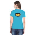 Female Classic Crew T-Shirt | Regular Fit | 180 GSM Bio-Washed Cotton Blend | Pre-Shrunk, Double-Stitched | Women | Personalized | Typography | Bollywood | Movies | Everyday | Confident | Famous By - back - SkyBlue - mockup 2