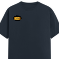 Female Classic Crew T-Shirt | Regular Fit | 180 GSM Bio-Washed Cotton Blend | Pre-Shrunk, Double-Stitched | Women | Personalized | Typography | Bollywood | Movies | Everyday | Confident | Famous By - right pocket - Navy Blue - mockup 4