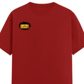 Female Classic Crew T-Shirt | Regular Fit | 180 GSM Bio-Washed Cotton Blend | Pre-Shrunk, Double-Stitched | Women | Personalized | Typography | Bollywood | Movies | Everyday | Confident | Famous By - right pocket - Red - mockup 4