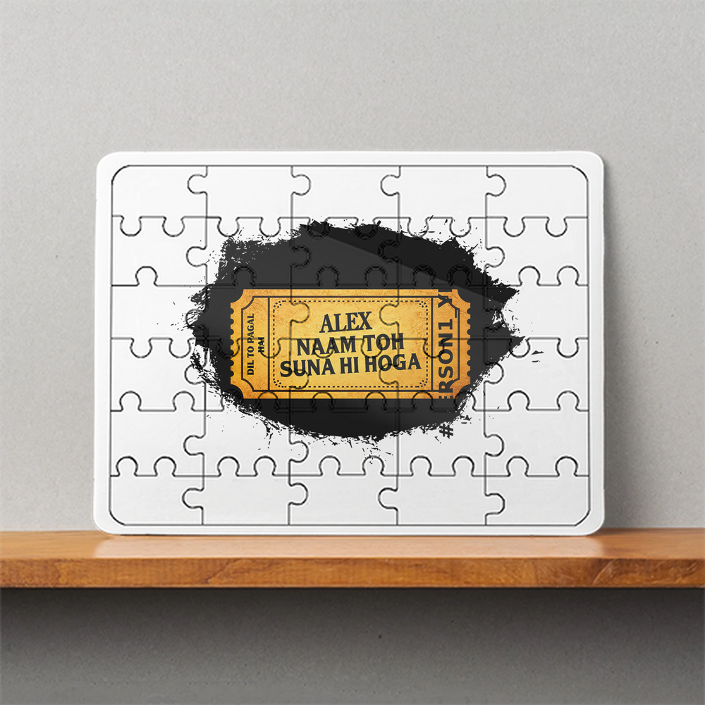 MDF Wooden Puzzle | 6x8 Inch 30 Pieces | Glossy Finish | Durable, Waterproof | Kids & Adults | Personalized | Typography | Bollywood | Movies | Everyday | Confident | Famous By - front - White - mockup 1