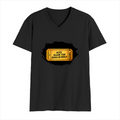 Men's V-Neck T-Shirt | Regular Fit | 180 GSM Bio-Washed Cotton | Durable Double-Stitched Seams | Everyday Wear | Personalized | Typography | Bollywood | Movies | Everyday | Confident | Famous By - front - Black - mockup 1