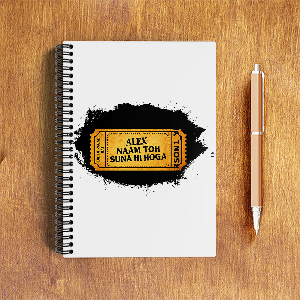A5 Notepad | 120 Pages, Ruled/Unruled | 70 GSM Natural Shade Paper, 300 GSM Cover | Wire Bound | Everyday Use | Personalized | Typography | Bollywood | Movies | Everyday | Confident | Famous By - front - White - mockup 1