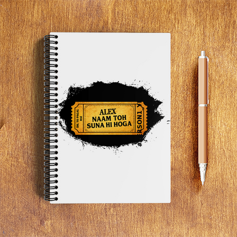 A5 Notepad | 120 Pages, Ruled/Unruled | 70 GSM Natural Shade Paper, 300 GSM Cover | Wire Bound | Everyday Use | Personalized | Typography | Bollywood | Movies | Everyday | Confident | Famous By - front - White - mockup 1