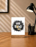 Acrylic Photo Frame with Stand | 5x7 Inch | Acrylic & Wood | UV Printed Tabletop Display | Universal | Personalized | Typography | Self-expression | Everyday | Confident | Unbeatable Swag, Zero Brag - front - mockup 1