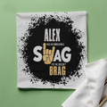 Cloth Napkin | Standard Dining Size | 100% Polyester | Soft, Durable, Hemmed | Unisex | Personalized | Typography | Self-expression | Everyday | Confident | Unbeatable Swag, Zero Brag - front - White - mockup 1