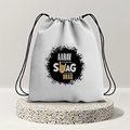 Drawstring Bag | 280 GSM | Durable Cotton | Secure Closure | Unisex | Personalized | Typography | Self-expression | Everyday | Confident | Unbeatable Swag, Zero Brag - front - mockup 1