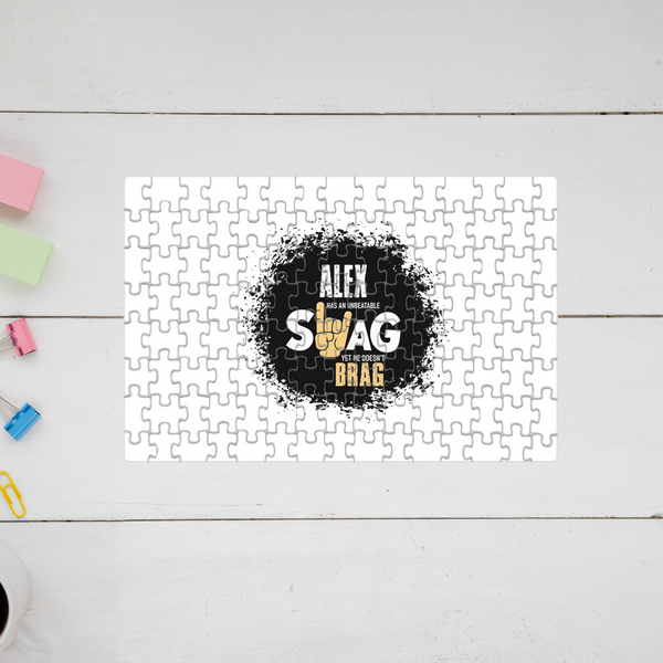 Jigsaw Puzzle | 120 Pieces A4 Size | Recycled Paper Semi-Glossy Finish | Fade-Proof Engaging Entertainment | Unisex | Personalized | Typography | Self-expression | Everyday | Confident | Unbeatable Swag, Zero Brag