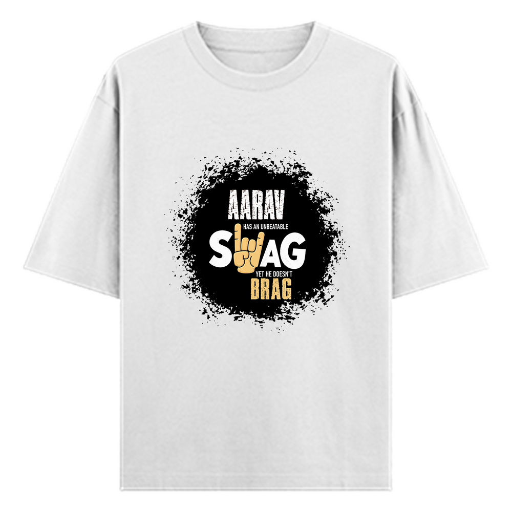 Oversized Classic T-Shirt | Unisex Relaxed Fit | 100% Super-Combed Cotton | Pre-Shrunk, Double-Stitched | Adults | Personalized | Typography | Self-expression | Everyday | Confident | Unbeatable Swag, Zero Brag - front - White - mockup 1