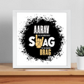Framed Poster | Multiple Sizes & Colors | 300 GSM Art Paper, 1-inch Laminated Frame | Fade-Proof, Ready to Hang | Unisex | Personalized | Typography | Self-expression | Everyday | Confident | Unbeatable Swag, Zero Brag - front_14x14In - 14x14In - mockup 9