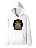 Pullover Hoodie | Unisex Regular Fit | Cotton Blend Tri-Layer | All-Season Comfort, Ribbed Cuffs | Adults | Personalized | Typography | Sarcasm | Intelligence | Everyday | Confident | Not Arrogant, Just Intelligent - front - White - mockup 1