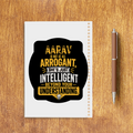 Sketchbook | A5 Size | 140 GSM Paper | Spiral Bound | Unisex | Personalized | Typography | Sarcasm | Intelligence | Everyday | Confident | Not Arrogant, Just Intelligent - back - White - mockup 2