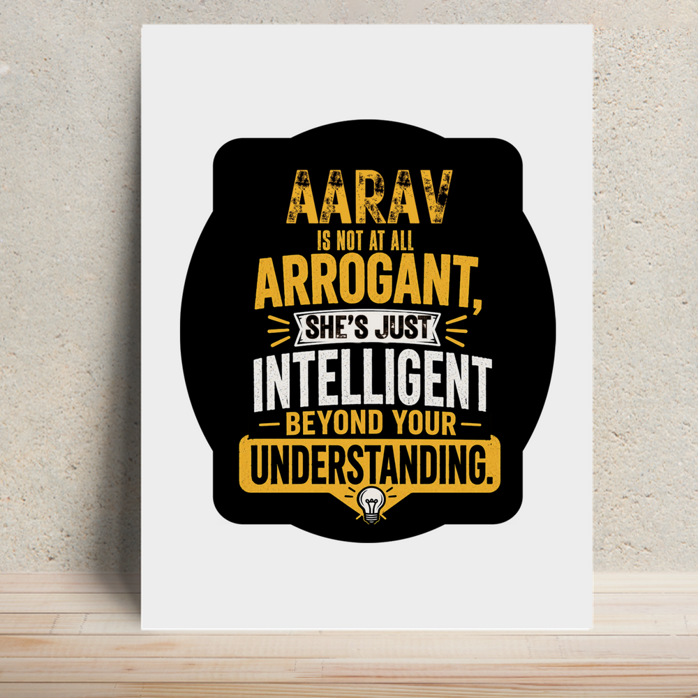 Metal Posters | 8x11.7 & 11.7x15.7 Inches | 1mm Thick Metal | Magnetic Mount | Waterproof | Glossy Finish | Home Decor | Personalized | Typography | Sarcasm | Intelligence | Everyday | Confident | Not Arrogant, Just Intelligent - front - White - mockup 1