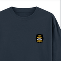 Oversized Standard T-Shirt | Unisex Relaxed Fit | 100% Super Combed Cotton | Soft, Breathable, Durable | Adult | Personalized | Typography | Sarcasm | Intelligence | Everyday | Confident | Not Arrogant, Just Intelligent - right pocket - Navy Blue - mockup 4