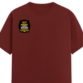 Male Classic Crew T-Shirt | Men's Regular Fit | 180 GSM Bio-Washed Cotton | Pre-Shrunk, Double-Stitched | Personalized | Typography | Sarcasm | Intelligence | Everyday | Confident | Not Arrogant, Just Intelligent - right pocket - Brick Red - mockup 4