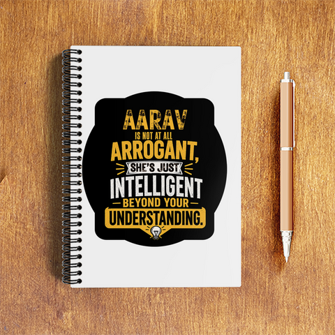 A5 Notepad | 120 Pages, Ruled/Unruled | 70 GSM Natural Shade Paper, 300 GSM Cover | Wire Bound | Everyday Use | Personalized | Typography | Sarcasm | Intelligence | Everyday | Confident | Not Arrogant, Just Intelligent - front - White - mockup 1