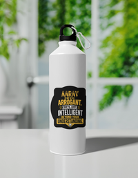 Sipper Bottle | 750 ml Unisex | Aluminum | Clip Cap | Fade-Proof | Personalized | Typography | Sarcasm | Intelligence | Everyday | Confident | Not Arrogant, Just Intelligent