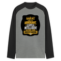 Male Raglan T-Shirt | Men's Regular Fit | 180 GSM Bio-Washed Fabric | Double Stitched, Ribbed Neck | Personalized | Typography | Sarcasm | Intelligence | Everyday | Confident | Not Arrogant, Just Intelligent - front - mockup 1