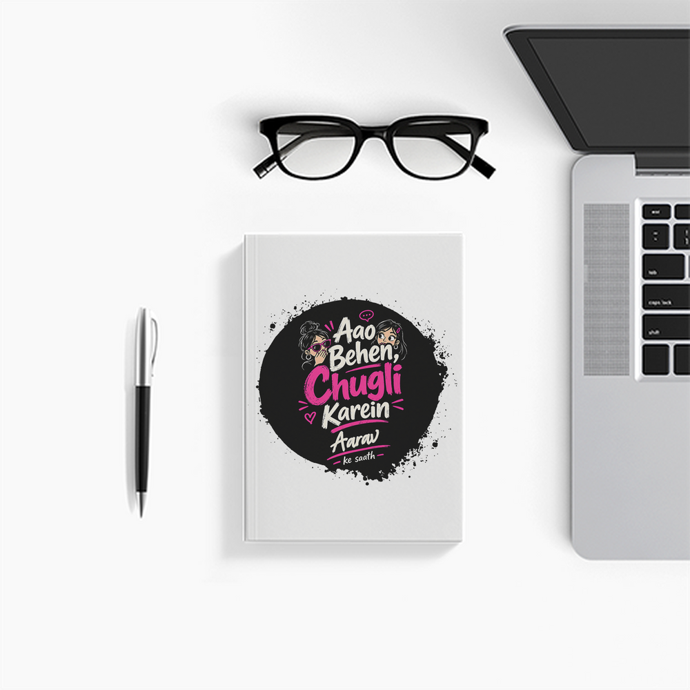 Notebook Journal | A5 Size | 300 GSM Cover, 70 GSM Eco-Friendly Pages | Soft Bound, Ruled/Unruled | Unisex | Personalized | Typography | Friendship | Social Interaction | Friendship Day | Humorous | Gossip Queens - front - White - mockup 1