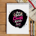 Sketchbook | A5 Size | 140 GSM Paper | Spiral Bound | Unisex | Personalized | Typography | Friendship | Social Interaction | Friendship Day | Humorous | Gossip Queens - front - White - mockup 1