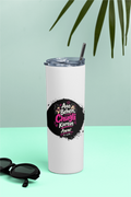 Tumbler Bottle | 20oz Capacity | Stainless Steel | Double-Wall Insulated, Splash-Proof Lid, Metal Straw | Everyday Use | Personalized | Typography | Friendship | Social Interaction | Friendship Day | Humorous | Gossip Queens - front - White - mockup 1