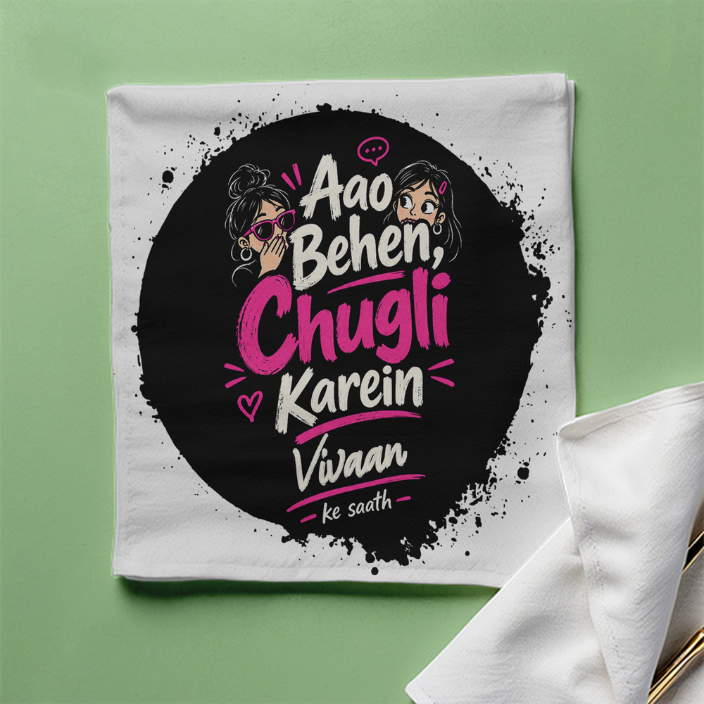 Cloth Napkin | Standard Dining Size | 100% Polyester | Soft, Durable, Hemmed | Unisex | Personalized | Typography | Friendship | Social Interaction | Friendship Day | Humorous | Gossip Queens - front - White - mockup 1