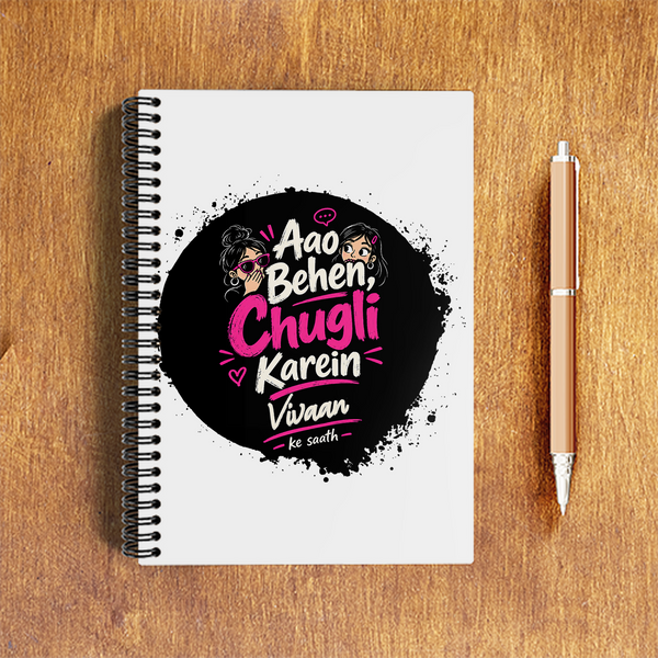 A5 Notepad | 120 Pages, Ruled/Unruled | 70 GSM Natural Shade Paper, 300 GSM Cover | Wire Bound | Everyday Use | Personalized | Typography | Friendship | Social Interaction | Friendship Day | Humorous | Gossip Queens - front - White - mockup 1